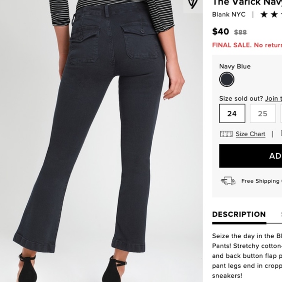 BLANK NYC navy blue pants - Picture 2 of 3